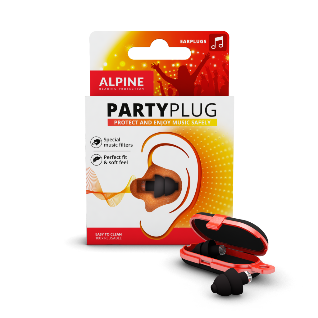 PartyPlug black - packshot met travelcase en oordop